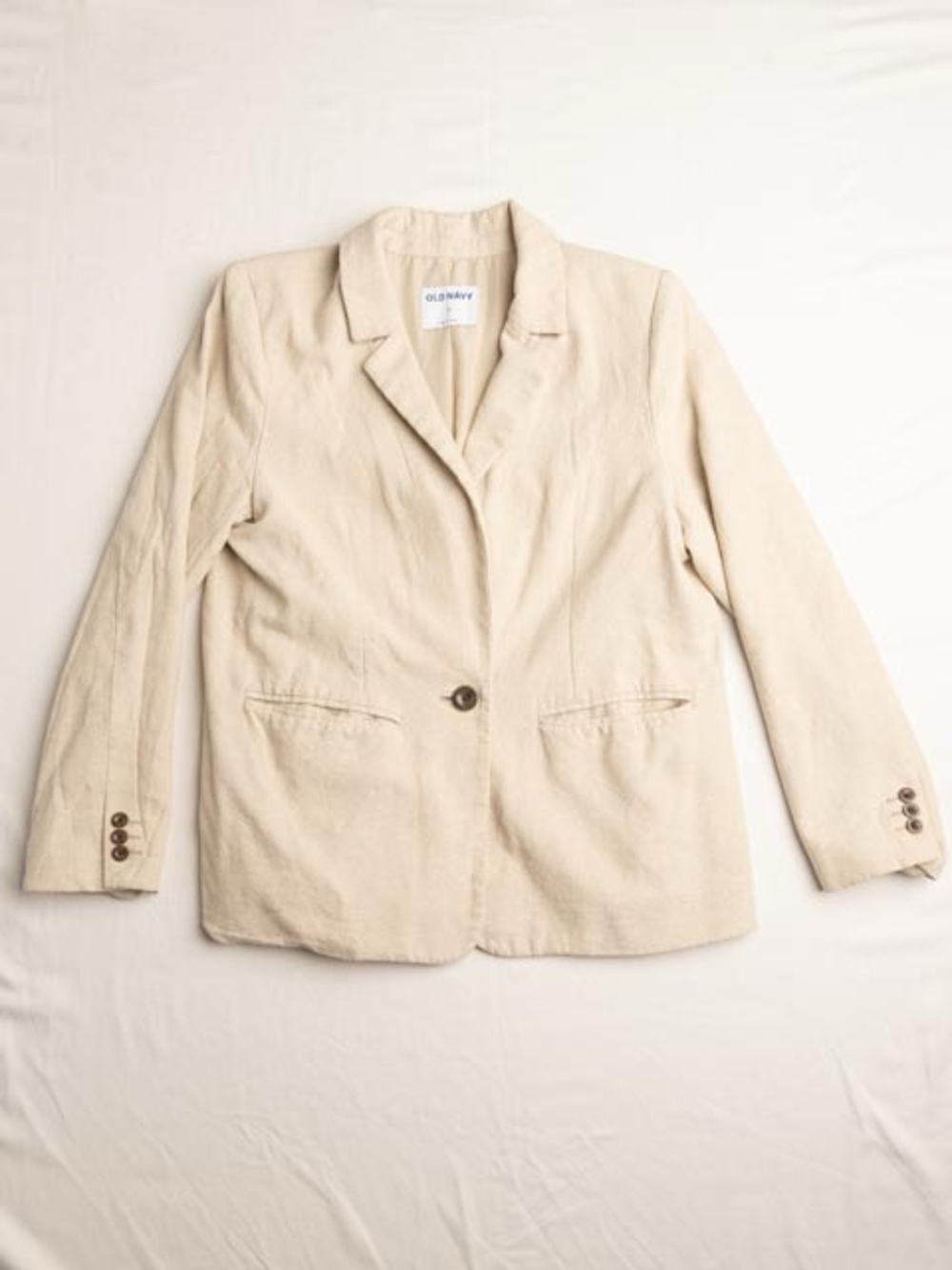 Old Navy Cream Linen Single-Button Women's Blazer